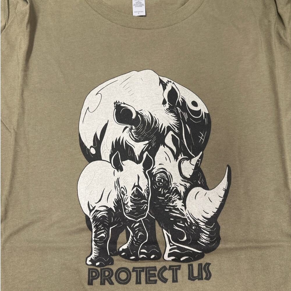 Rhinos Without Borders Protect Us Long Sleeve Shirt Large Rhino Tee
